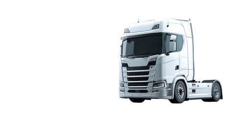 Naklejka premium White semi-truck isolated on transparent background, studio shot, PNG