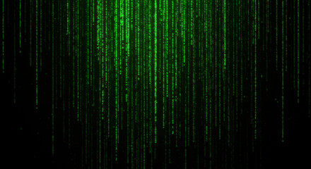 Cascading Green Code Matrix A Digital Waterfall of Binary Information in a Technological Abyss Background Transparent