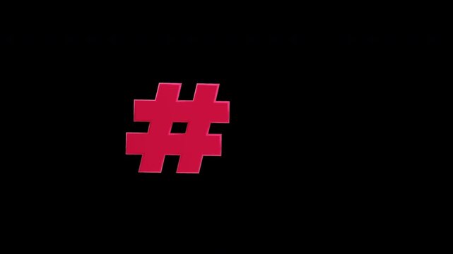 Red hashtag icon with blank label space 3d animation