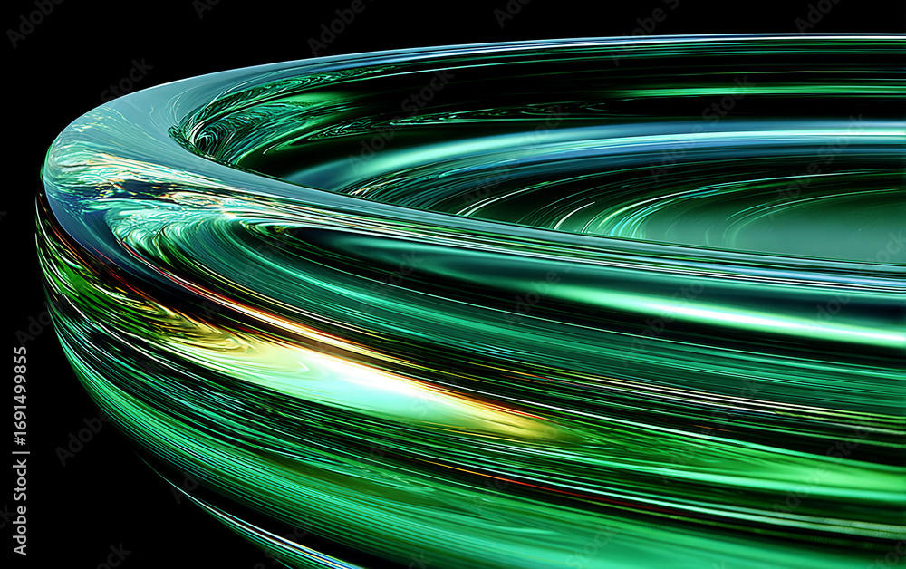 Poster abstract green swirling patterns with dynamic and fluid visual effects