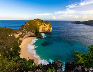 Panoramic view of a secluded beach