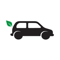 Eco-friendly car logo representing renewable cycle and sustainable mobility future