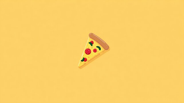 Minimal Geometric Pepperoni Pizza on Solid Background