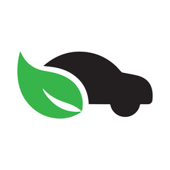 Minimalist eco car line logo representing clean mobility and sustainable energy