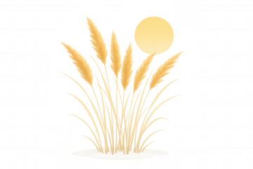 Moonlit wheat field waving softly, golden stalks illuminated by luminous full moon, transparent backdrop