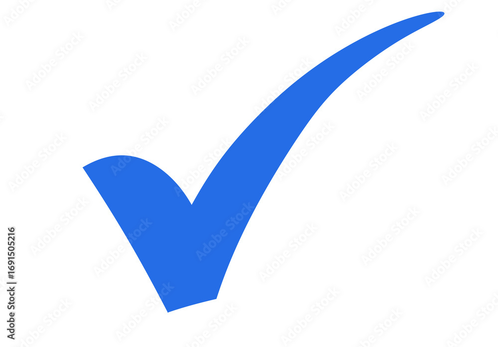 Poster blue check mark symbol for approval and verification background
