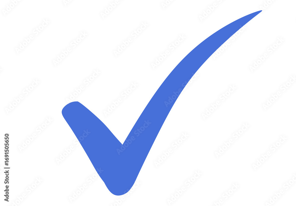 Poster a white check mark symbol inside a solid blue circle, representing a positive confirmation or comple
