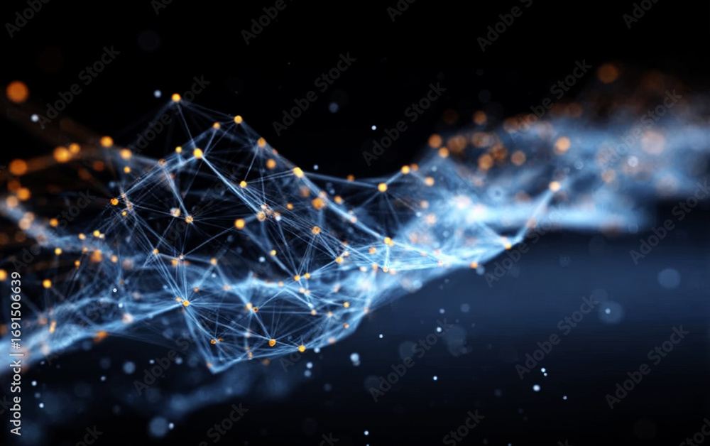 Poster abstract network connections and digital data flow representation