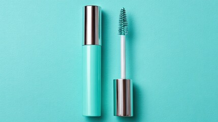 Obraz premium Mint green mascara bottle and wand