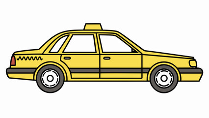 Yellow New York City Taxi Cab Side View Vector Illustration