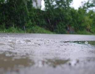 Fototapeta premium Rain puddles on a street