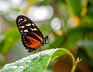 Fototapeta premium Close-up of a butterfly on a leaf