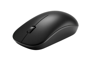 Wired matte black computer mouse sleek minimal design on transparent background
