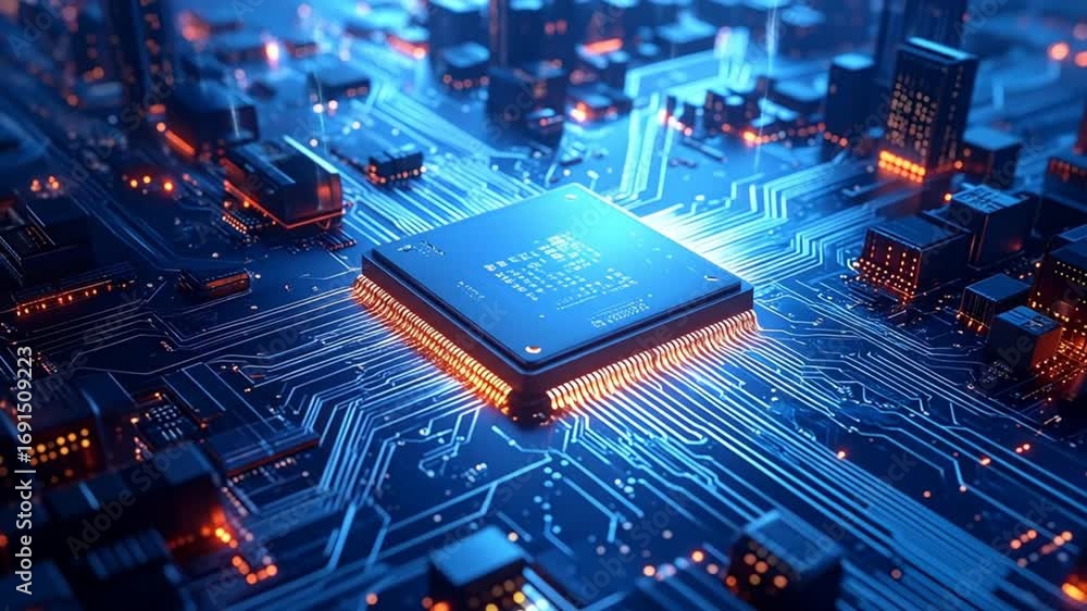 Poster digital circuitry processor: a futuristic depiction of advanced technology and innovation