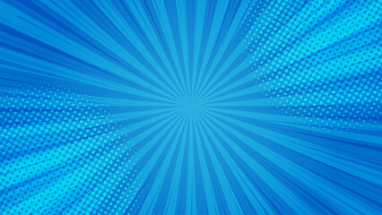 Comic book blue background. Comic style pop art superhero. Pop art blue comics book cartoon for comic superhero text, speech bubble, message.