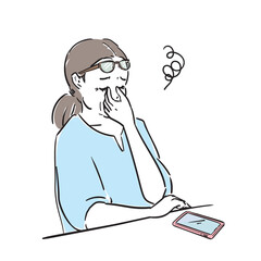 体調不良のシニア大人女性　疲れ目、ドライアイ