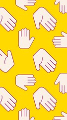 Cute yellow iPhone wallpaper, hands pattern HD background