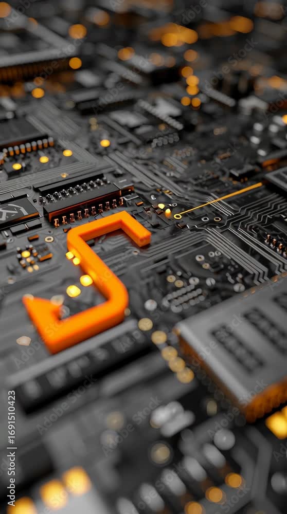 Aufkleber explore the intricate details of a circuit board showcasing vibrant colors and complex technology in