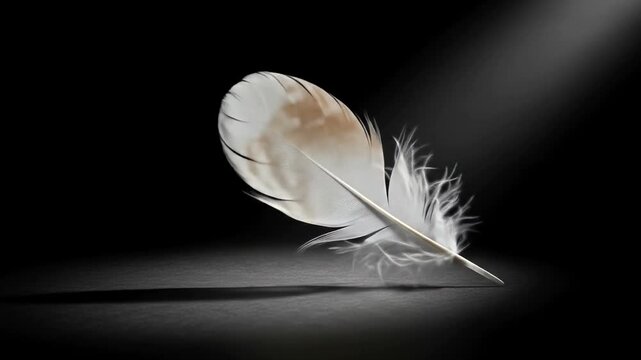 Floating Feather Light and Shadow Artistic Still Life