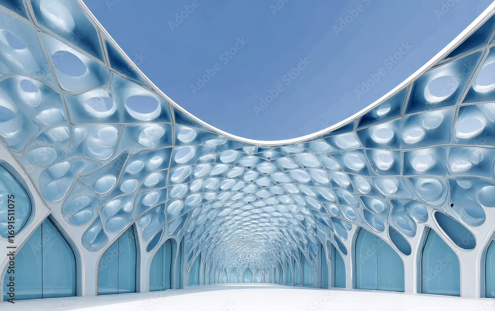 Aufkleber modern architectural structure with curved and patterned design