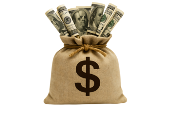 Money bag full of cash wealth finance investment currency rich