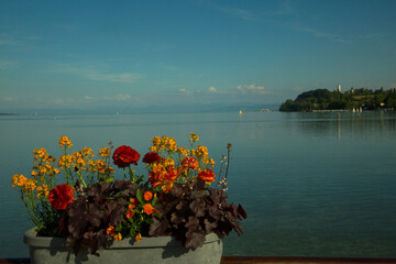 View of Lake Constance(Bodensee), next to the island of Mainau, Germany.