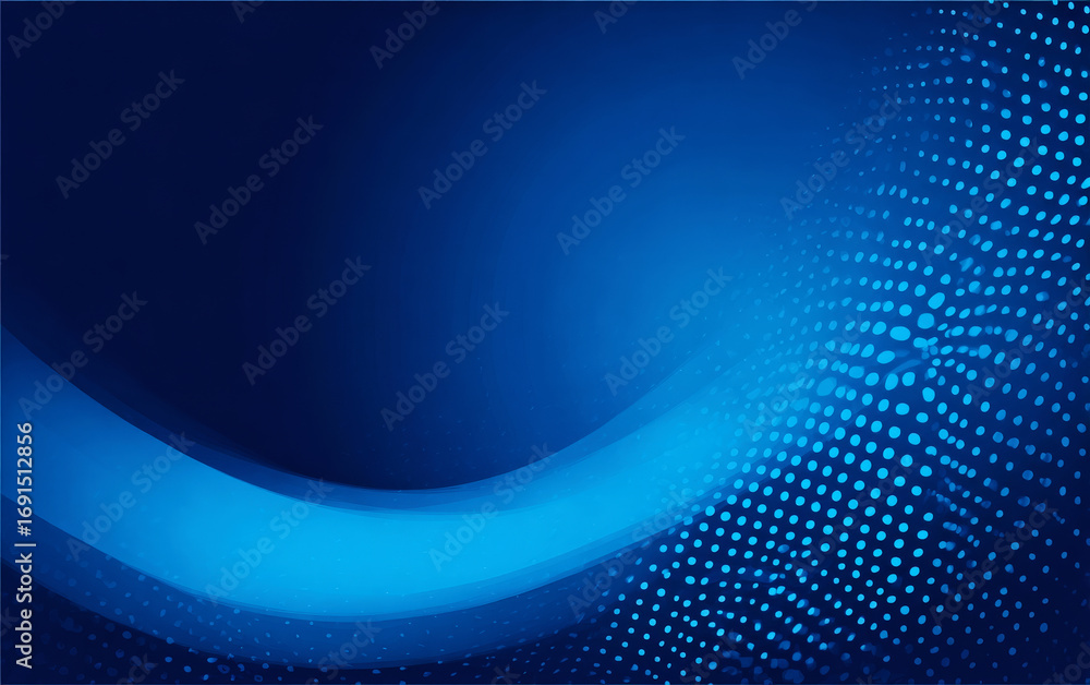 Poster abstract blue background with wavy lines and dotted patterns
