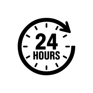 24 hours service vector icon design template for business always open support available delivery nonstop 100