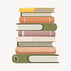 Book stack, cute cartoon illustration