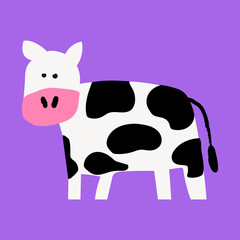 Dairy cattle, cow, cute doodle in colorful design