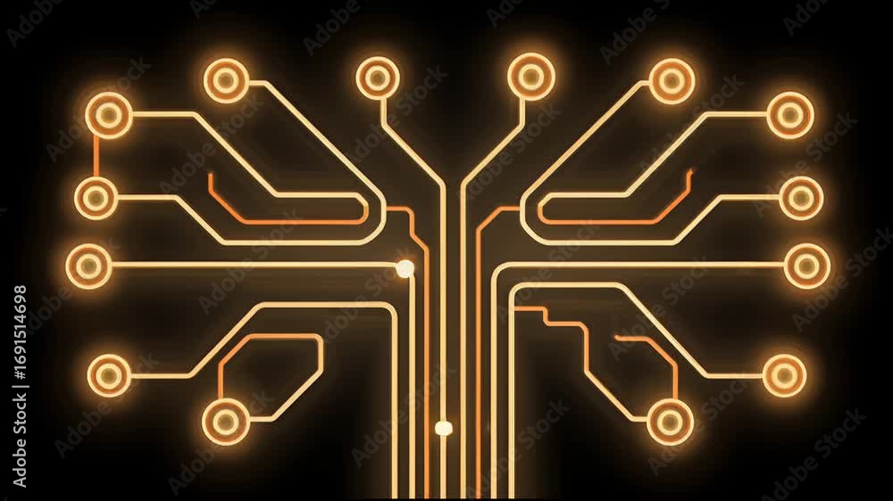 Poster exploring the intersection of technology and nature with a glowing circuit tree design