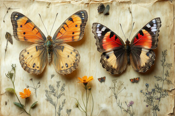 butterflies on an old book.