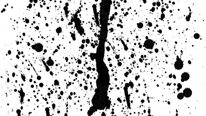 Obraz premium abstract black ink sprayed splatter on a transparent background. Blotter spots, liquid paint drip drop splash and ink splatter. Artistic dirty grunge abstract spot. splat messy inkblot.