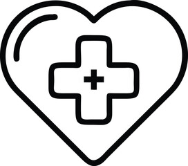 Obraz premium Heart shape outline containing a medical cross symbol for healthcare design