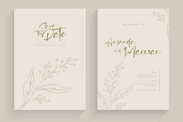 Elegant Wedding Invitation with Line Art Flower Element