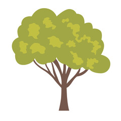 Green leafy tree illustration with spreading branches, perfect for eco-friendly parks, forests, and garden designs.
