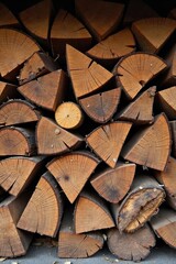 Stacks of dried, seasoned firewood, ready for winter Perfect for fireplaces, stoves, and rustic settings Shows natural wood textures and colors , fuel, rustic background