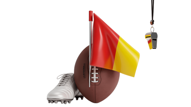 Football game concept with related items.