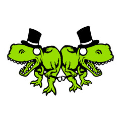 2 T-Rex Sir Gentlemen rich Monocle Glasses Top Hat Team