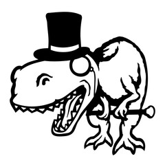 T-Rex Sir Gentleman Mr. rich Monocle Glasses Top Hat
