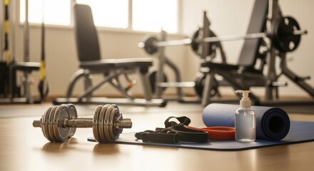 Gym Equipment and Workout Accessories in Modern Fitness Room