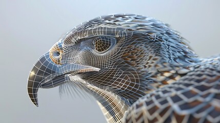 Closeup Eagles Head With Wireframe