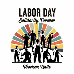 Obraz premium Labor Day Solidarity: Retro Workers Unite Graphic