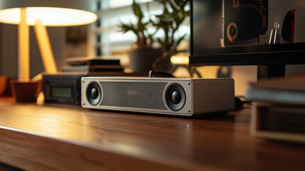 Bluetooth enabled audio control device with sleek design, perfect for modern interiors, enhancing sound experience in any space