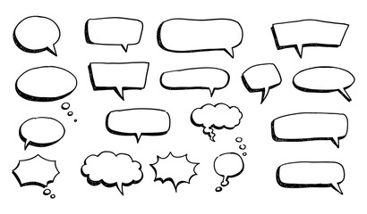 Fototapeta premium Clean Vector Set of Comic Speech Bubbles Without Halftone Effect