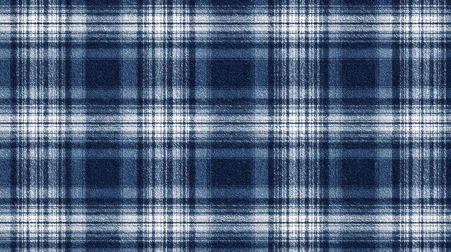 Blue and white checkered plaid pattern, flannel fabric texture, ideal for fabric projects, fashion design, or decorative applications that require clear, repeatable patterns.