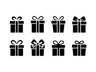 Gift box vector icons set for birthday christmas present celebration design element graphic design 100