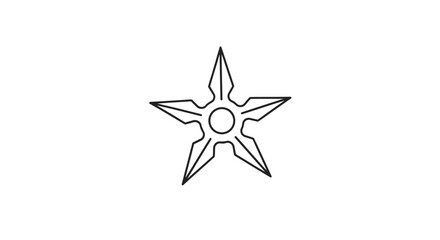 Obraz premium Vector line art icon of a five-pointed shuriken throwing star, a traditional Japanese ninja weapon isolated on a white background