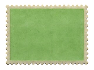 Fototapeta premium Vintage plain green postage stamp with perforated edges for collectibles or crafts