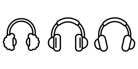 earmuffs outline or line icon design bundle.